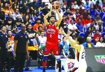 Former Meralco Bolts player Jarred Dillenger provides a timely spark for the Barangay Ginebra San Miguel Kings for a 3-1 series lead. PBA PHOTO