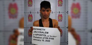 Mugshot of drug suspect Kenneth Jacosalem who was arrested in an entrapment operation in Barangay Taculing, Bacolod City on Jan. 10. POLICE STATION 3/BCPO