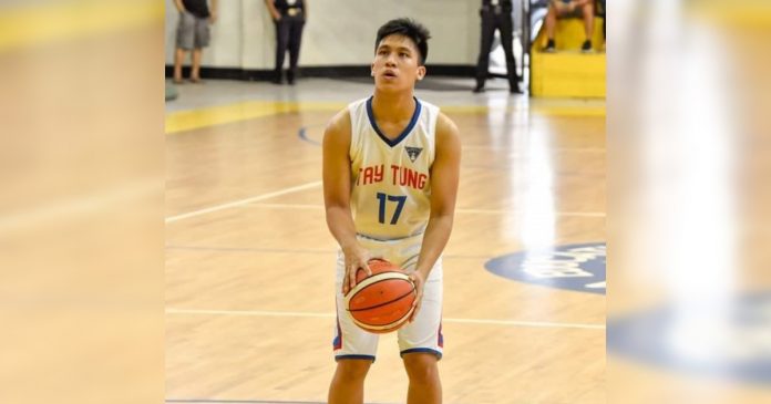 Kent Esparagoza drains the go-ahead basket in Bacolod Tay Tung High School Thunderbolts’ slim win over Living Stones International School.