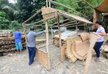 Maasin bamboo masters building Dinagyang kiosks This is just one of some 300 food kiosks for Dinagyang’s Ilonggo Food Festival – made of bamboo from Maasin, Iloilo. IAN PAUL CORDERO/PN