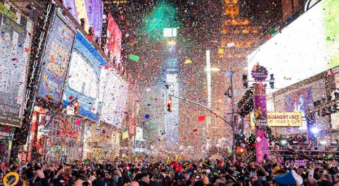New Year 2020 Confetti falls at midnight on the Times Square New Year's Eve celebration, Wednesday, Jan. 1, 2020, in New York. AP