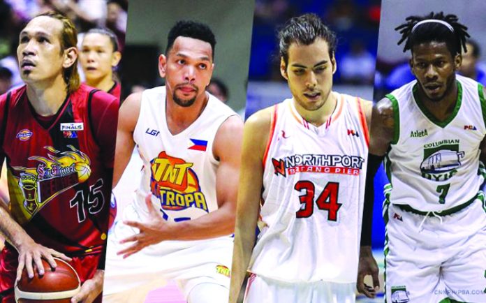 San Miguel’s June Mar Fajardo, Talk N’ Text’s Jason Castro, NorthPort’s Christian and Columbian Dyip’s Jaymar Perez San Miguel’s June Mar Fajardo, Talk N’ Text’s Jason Castro, NorthPort’s Christian and Columbian Dyip’s Jaymar Perez are the contenders of the PBA Season 44 MVP award. CNNPHILIPPINES PHOTO