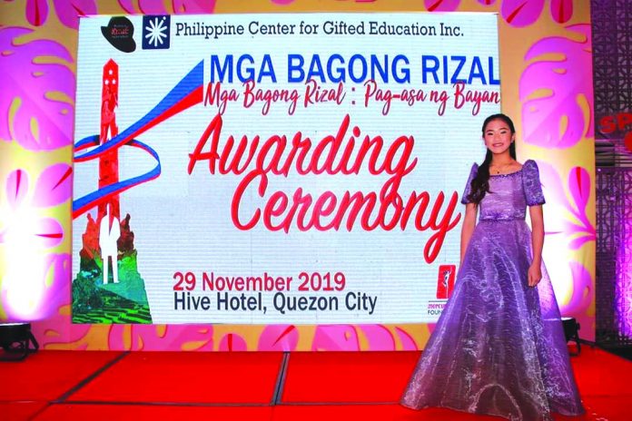 Sophia Kirsten Mallada Tunguia Grade VI pupil Sophia Kirsten Mallada Tunguia of Iloilo City’s SPED-Integrated School for Exceptional Children is the youngest “Mga Bagong Rizal Pag-asa ng Bayan” awardee for 2019.