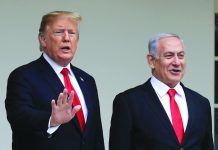 Trump to unveil Mideast peace plan United States President Donald Trump welcomes visiting Israeli Prime Minister Benjamin Netanyahu to the White House in Washington in this March 25, 2019 file photo. AP