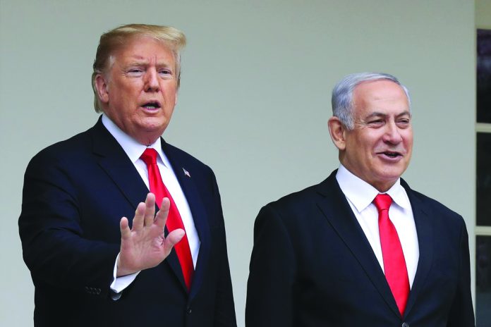 United States President Donald Trump United States President Donald Trump welcomes visiting Israeli Prime Minister Benjamin Netanyahu to the White House in Washington in this March 25, 2019 file photo. AP