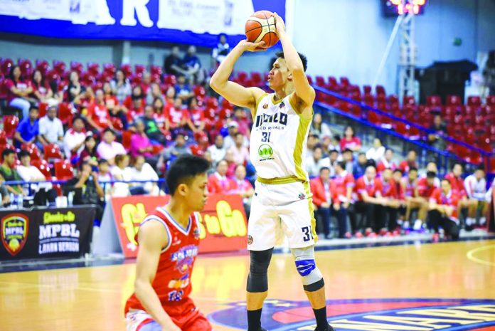 sports-basketball Rey Publico puts on a double-double performance feat against San Juan Knights at the Ynares Sports Arena on Jan. 23. MPBL Photo