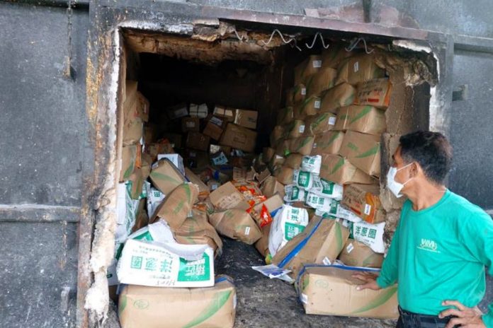Authorities dispose of ASF-tainted food products from China The customs bureau gets rid of various ASF-tainted food such as dumplings, pork-chicken balls and roast chicken wings. BUREAU OF CUSTOMS