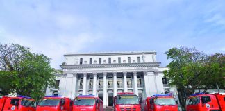 The six brand-new Isuzu fire trucks turned over by the Bureau of Fire Protection of the Department of the Interior and Local Government to the six local government units in Negros Occidental, including Bacolod City. These were presented by the local BFP officials to Gov. Eugenio Jose Locsin in a ceremony held at the Capitol grounds in Bacolod on Feb. 17, 2020.