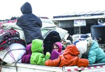 Turkey, Russia begin Idlib talks Civilians flee from Idlib toward the north to find safety inside Syria near the border with Turkey, Saturday, Feb. 15, 2020. Syrian troops are waging an offensive in the last rebel stronghold. AP