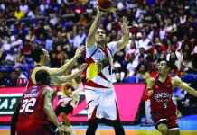 Known as “The Kraken”, San Miguel Beermen’s June Mar Fajardo will stay out indefinitely after suffering a leg injury in Practice. PBA PHOTO