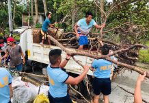 Personnel of the Malay Police Station participate in a coastal cleanup activity in the Mangrove Protective Area of Sitio Lugutan, Barangay Manocmanoc, Boracay Island. MALAY PS MASALIGAN