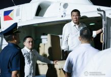 Duterte to visit Boracay on March 12 President Rodrigo Roa Duterte prepares to board a helicopter after gracing the inauguration of the Sangley Airport Development Project in Cavite City on February 15, 2020. PCOO