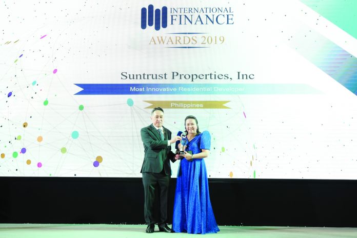 Suntrust EVP-COO Deanna Jean A. Claveria receives global accolade Most Innovative Residential Developer for 2019 at the International Finance Real Estate Awards held in Bangkok, Thailand on Jan 31.