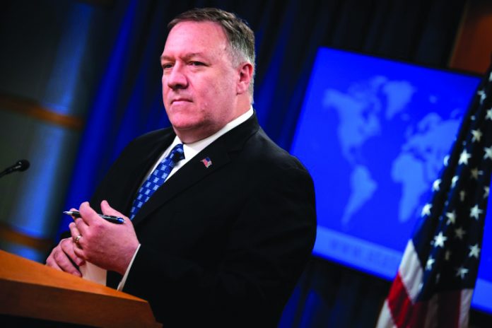 United States Secretary of State Mike Pompeo United States Secretary of State Mike Pompeo briefs journalists in Washington on Feb. 25, 2020. AFP
