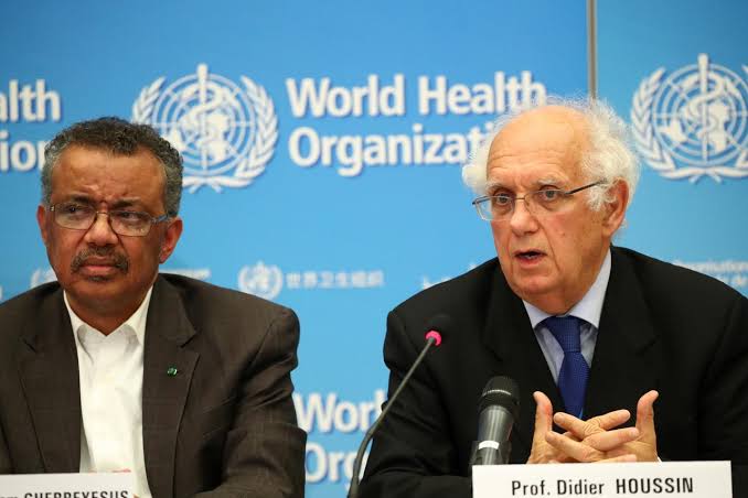 Didier Houssin (right), Chair of the Emergency Committee, speaks next to Director-General of the World Health Organization Tedros Adhanom Ghebreyesus during a news conference after a meeting of the Emergency Committee on the novel coronavirus (2019-nCoV) in Geneva, Switzerland on Jan. 30. REUTERS/DENIS BALIBOUSE