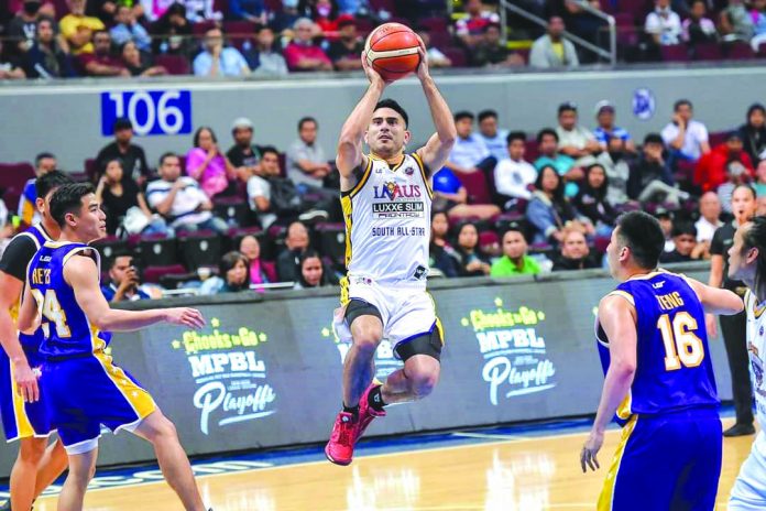 sports-MPBL South All Stars’ Gerald Anderson attempts a floating jumper from the paint. MPBL