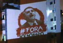 Brazil prexy downplays threat of pandemic An image saying “Out Bolsonaro” is projected onto a building in Sao Paulo, Brazil. REUTERS