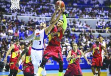 SMB routs Magnolia in PBA PH Cup opener San Miguel Beermen’s (SMB) Arwin Santos soars high to beat Magnolia’s Paul Lee for a rebound in the two teams’ clash at the start of the 2020 Philippine Basketball Association Cup at the Smart Araneta Coliseum last night. SMB defeated Magnolia by way of an overpowering 94-78 performance. PBA