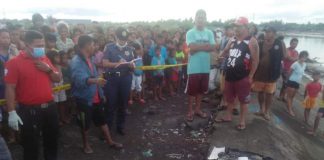 The body of the 5-month-old boy, whose house was swept away in Barangay Taculing, Bacolod City on March 6, 2020, was found by a seashell gatherer the following morning in Barangay 35. Photo courtesy by Bacolod Police Station 1