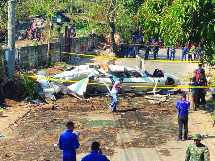 Helicopter crash in San Pedro, Laguna The site of the helicopter crash in San Pedro, Laguna, south of Manila on Thursday. AARON FAVILA/AP