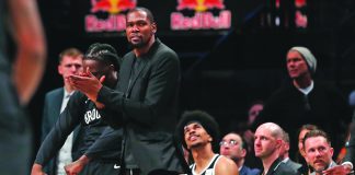 "Everyone be careful. Take care of yourself and quarantine," says two-time National Basketball Association (NBA) champion and one-time NBA Most Valuable player Kevin Durant of the Brooklyn Nets after testing positive for the coronavirus disease-2019. PHILADELPHIA INQUIRER