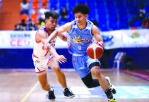 Skippers drown Scorpions in PBA D-League opener Marinerong Pilipino Skippers Juan Gomez de Liaño makes his presence felt in the court against Karate Kid-Centro Escolar University Scorpions by registering digits of 21 points, seven rebounds and four assists en route to victory.