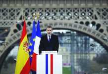 White House postpones Spain visit due virus threat Spain's King Felipe VI arrives to deliver his speech during a ceremony to honor victims of terror attacks in Europe, at the Trocadero in Paris, Wednesday March 11, 2020. AP