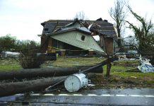 A home is shown destroyed by high winds from one of several tornadoes that tore through the state overnight on March 3, 2020 in Cookeville, Tennessee, United States. AFP