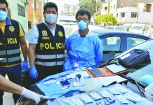 Peru police arrest Chinese man for ‘illegal’ virus testing A Peruvian police photo showing Chinese citizen Zhang Tianxing (R) after his arrest for the unauthorized use of stolen COVID-19 tests in a street in Lima, on April 12. AFP