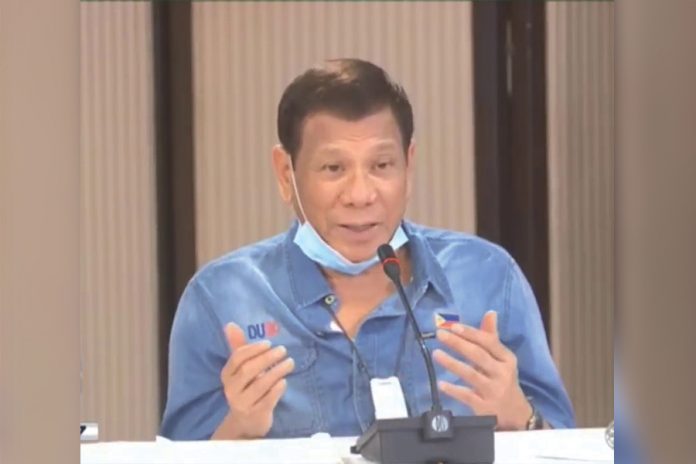 Duterte President Rodrigo Duterte addresses the nation on Monday night amid the extended Luzon lockdown and coronavirus outbreak in the country. PTV