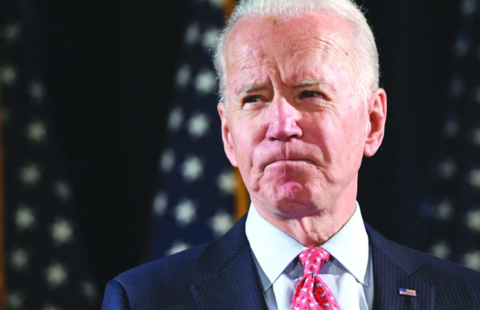Joe Biden, pictured in March 2020, says he thinks Donald Trump will try to postpone the November election. AFP