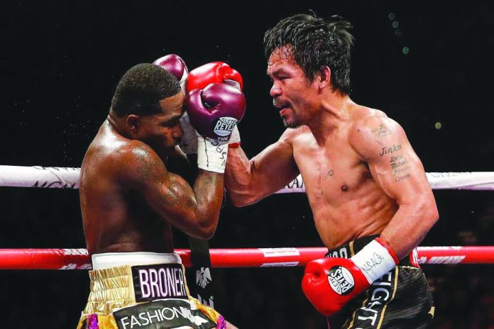 Manny Pacquiao, Adrien Broner Eight-division world boxing champion Manny Pacquiao fights Adrien Broner for the WBA welterweight title last January 2019. If Pacquiao’s proposed bill gets the nod of his fellow senators, sporting events in the country will not have live audiences in order to prevent the second wave of COVID-19. SHOWTIME SPORTS