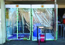 Roxas City’s sanitation tents are one of the ways to curb the spread of the coronavirus disease 2019 here. Each tent has misting, hand wash and footbath areas to sanitize individuals who pass through it. ROXAS CITY COMMUNICATIONS GROUP