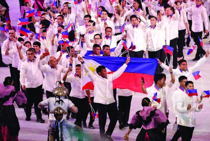 Filipino national athletes and coaches attend the opening of the 2019 Southeast Asian Games which was hosted by the country.