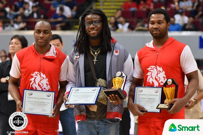 San Beda University Red Lions’ Arnaud Noah and Donald Tankoua and Lyceum Pirates’ Mike Nzeusseu were among the last imports that played in NCAA last season.