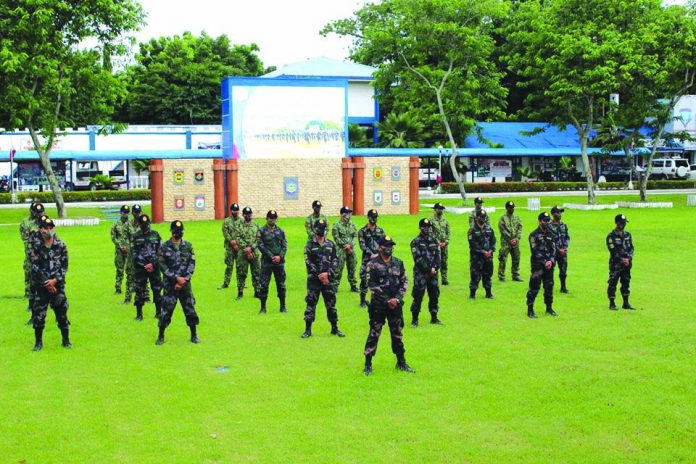 The 53 personnel of the Police Regional Office 6 during the send-off ceremony on June 18.
