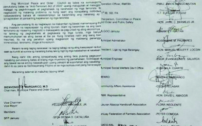 The Municipal Peace and Order Council of Janiuay town, Iloilo expressed its support to the anti-terrorism bill through a manifesto signed on June 11, 2020.