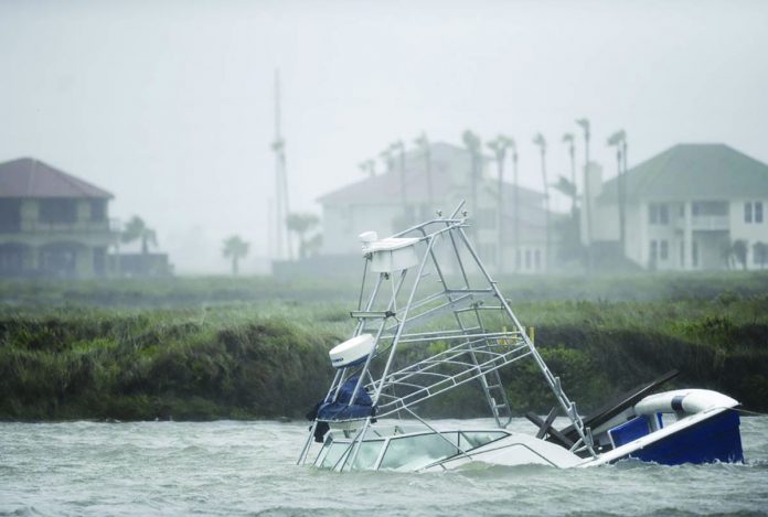 A boat sinks in the Packery Channel during Hurricane Hanna A boat sinks in the Packery Channel during Hurricane “Hanna,” Saturday, July 25, 2020, in North Padre Island, Texas. The Category 1 storm continued to strengthen before reaching Padre Island at 5 p.m. Saturday. AP