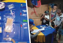 Antidrug officers inspect items seized from Glenn Reyes, Ike Alyaga and Alex Benjamin, who were nabbed in an entrapment operation in Barangay 2, Bacolod City on July 4.