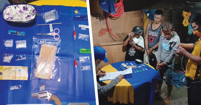 Antidrug officers inspect items seized from Glenn Reyes, Ike Alyaga and Alex Benjamin, who were nabbed in an entrapment operation in Barangay 2, Bacolod City on July 4. Antidrug officers inspect items seized from Glenn Reyes, Ike Alyaga and Alex Benjamin, who were nabbed in an entrapment operation in Barangay 2, Bacolod City on July 4.