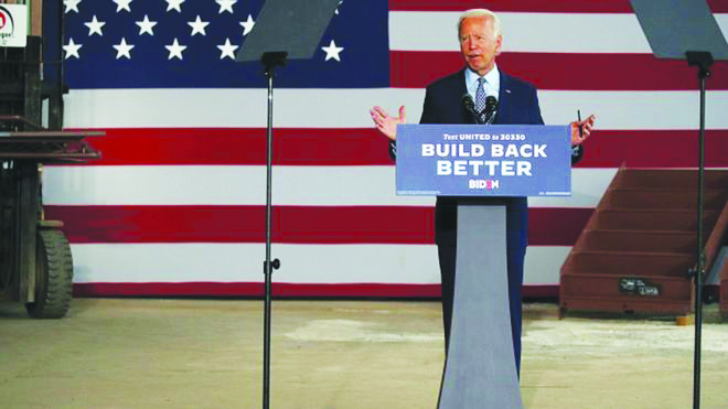 Joe Biden Joe Biden lambasts US President Donald Trump, arguing he failed to deliver on his economic promises. GETTY IMAGES