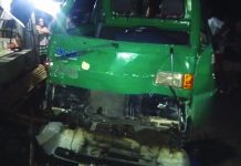 Heavy damage is seen in the front portion of this multicab after crashing into a batchoy house in Caliban Proper, Murcia in Negros Occidental on July 27. Three teenagers were killed and two others were wounded in the accident. MURCIA POLIEC STATION