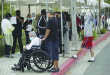 California moves past New York, now tops in US for COVID cases People line up at a mobile Coronavirus testing site at the Charles Drew University of Medicine and Science Wednesday, July 22, 2020, in Los Angeles, California, United States. AP