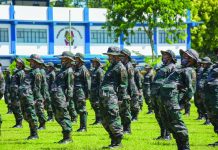 MUCH-NEEDED BOOST These are Police Regional Office 6’s new recruits. They took oath as members of the Philippine National Police in Camp Delgado, Iloilo City on Wednesday. IAN PAUL CORDERO/PN