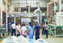 Capiz aquafarmers hurt by lockdown woes; seek help to lower feed costs Contemplating on establishing a feed mill in their province, Capiz aquafarmers and staff of the Bureau of Fisheries and Aquatic Resources (BFAR) tour the pilot-scale feed mill of the Aquaculture Department of the Southeast Asian Fisheries Development Center (SEAFDEC/AQD) in Tigbauan, Iloilo on July 8, 2020. Photo by RD Dianala.
