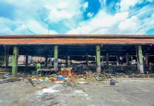 GUTTED BY FIRE. This is what remains of the public market of Leon, Iloilo that was struck by fire late afternoon on July 18, 2020. An estimated 100 stalls were reduced to ashes. The Bureau of Fire Protection has launched an investigation. It is not discounting the possibility that electrical short circuit may have caused the destructive blaze. IAN PAUL CORDERO/PN