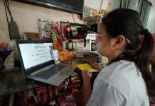 A student enrolled in a private school in Iloilo City participates in an online homeroom orientation on Friday. The opening of classes in public schools was moved to Oct. 5. However, private schools that have already started classes may be allowed to proceed. IAN PAUL CORDERO/PN