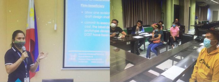 DOS_DA Partnership Ms. Antonette Donato of DOST VI lectures on the packaging assistance for micro enterprises in an Orientation and Awareness Seminar on Packaging Technology in the province of Aklan. The participants are the farmer beneficiaries and agri-business enterprises assisted by DA VI.