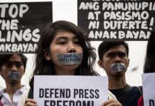 In this file photo, college students protest to defend press freedom in Manila after the government cracked down on Rappler, an independent online news site. NOEL CELIS/AFP/GETTY IMAGES