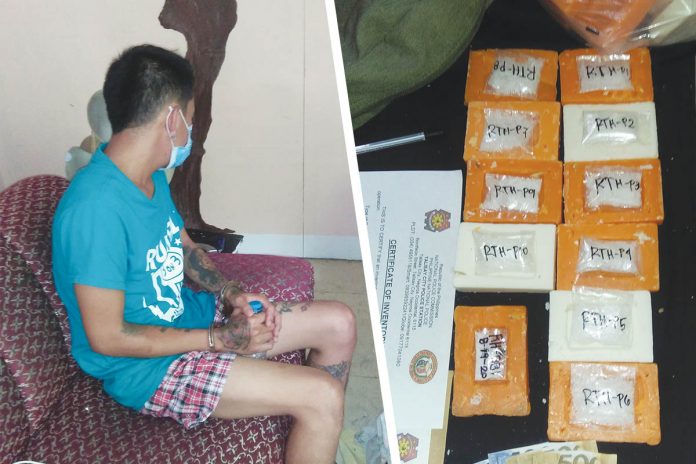 Drug suspect Raymund Horario was arrested in an entrapment operation in Barangay Zone 12, Talisay City, Negros Occidental on Aug. 19. Eleven sachets of suspected shabu weighing about 60 grams valued at around P408,000 were seized from him. RANIE AZUE FB PAGE